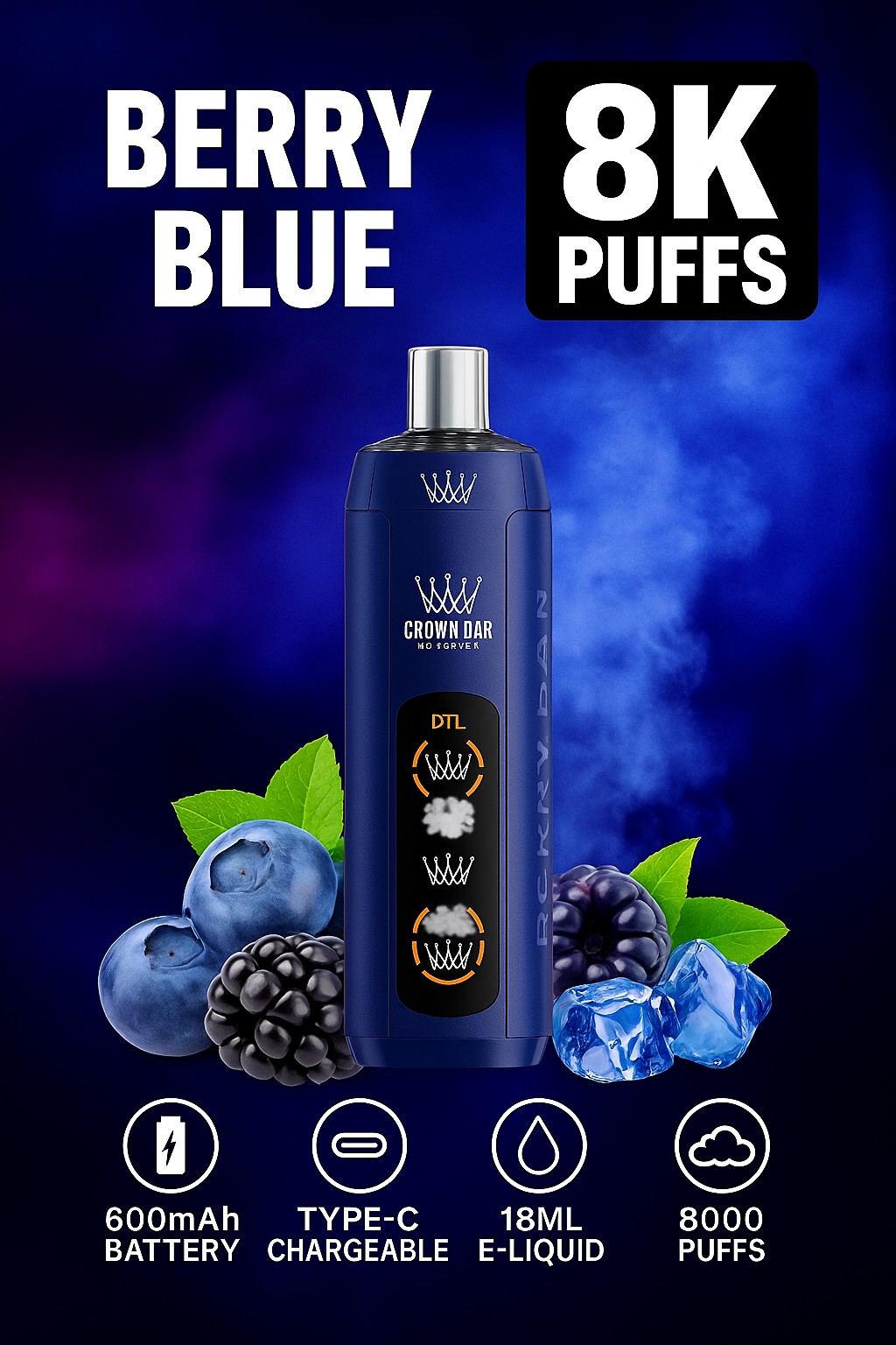 Al Fakher Crystal 8000 Berry Blue