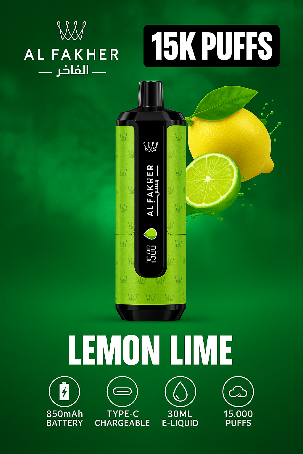 Al Fakher Hypermax 15000 Lemon Lime