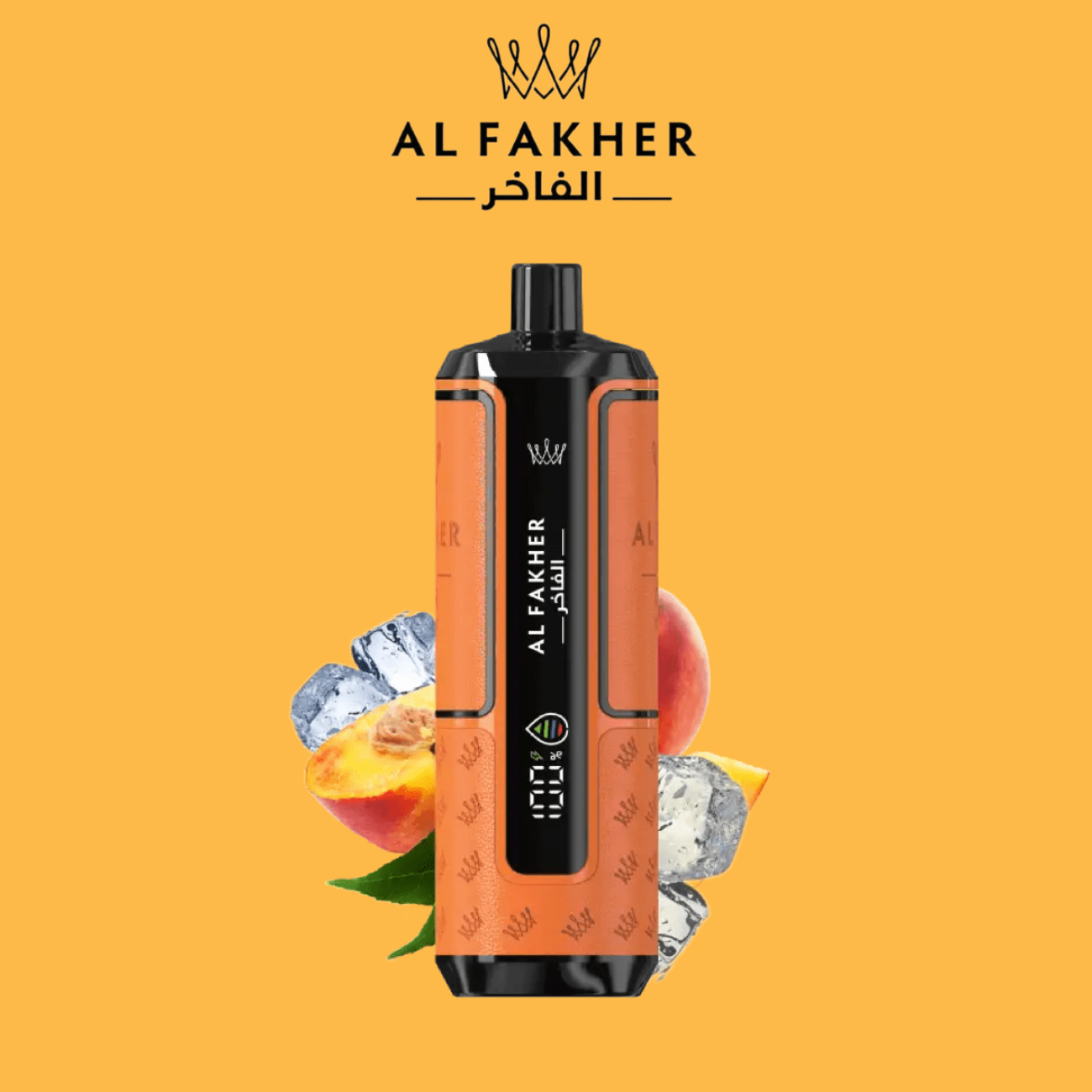 Al Fakher Hypermax 15K Einweg-Vape – Peach Ice Geschmack, 15.000 Züge, integriertes LED-Display, erhältlich bei AlFakhervape24.