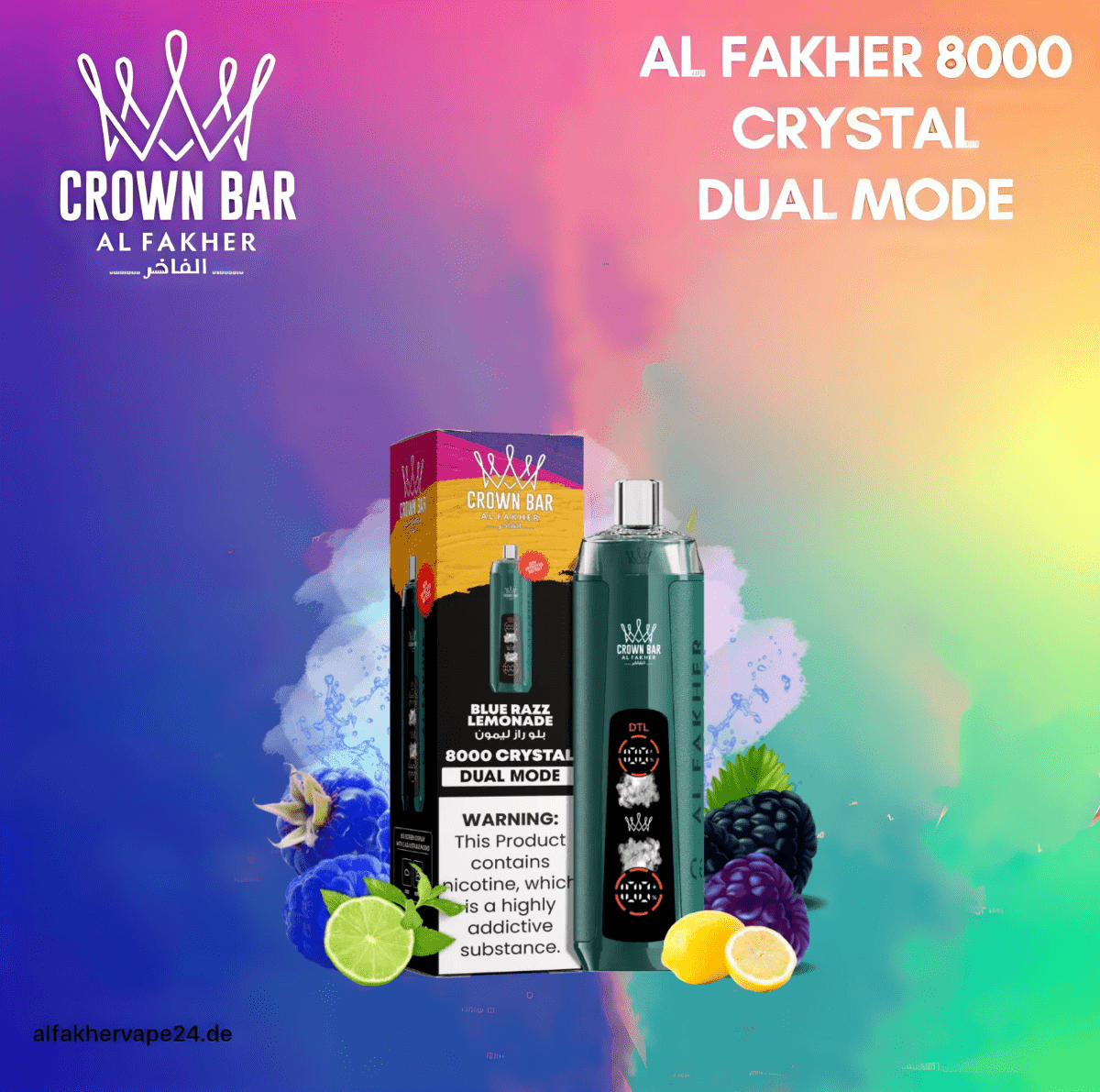 Al Fakher Blue Razz Lemonade 8000 Crystal - AlFakhervape24
