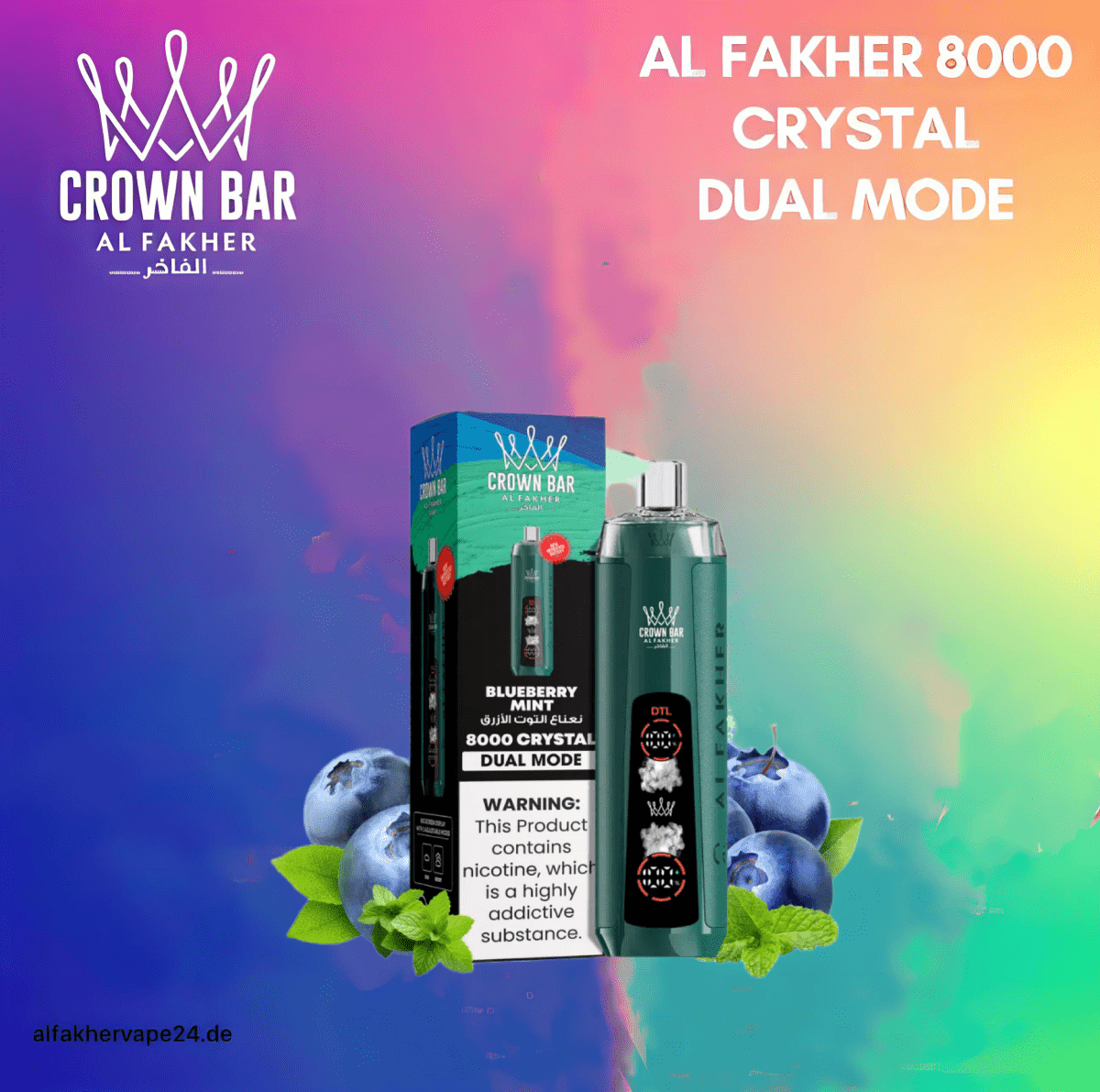 Al Fakher Blueberry Mint 8000 Crystal - AlFakhervape24