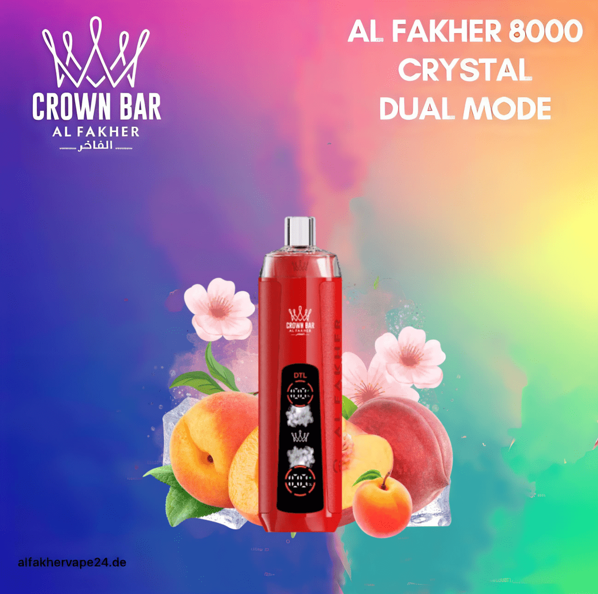 Al Fakher Peache Ice 8000 crystal - AlFakhervape24