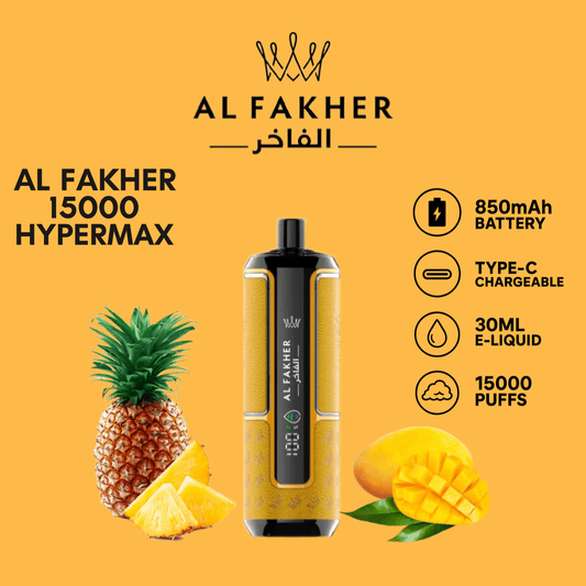 Al Fakher Hypermax 15K Mango Einweg Vape, süßer Mangogeschmack, 15.000 Züge